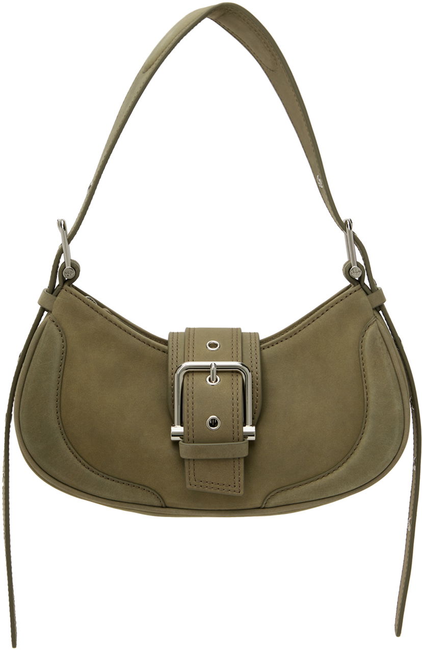 Чанта през рамо OSOI Suede Shoulder Bag With Buckle Зелено | 24FWB05002120