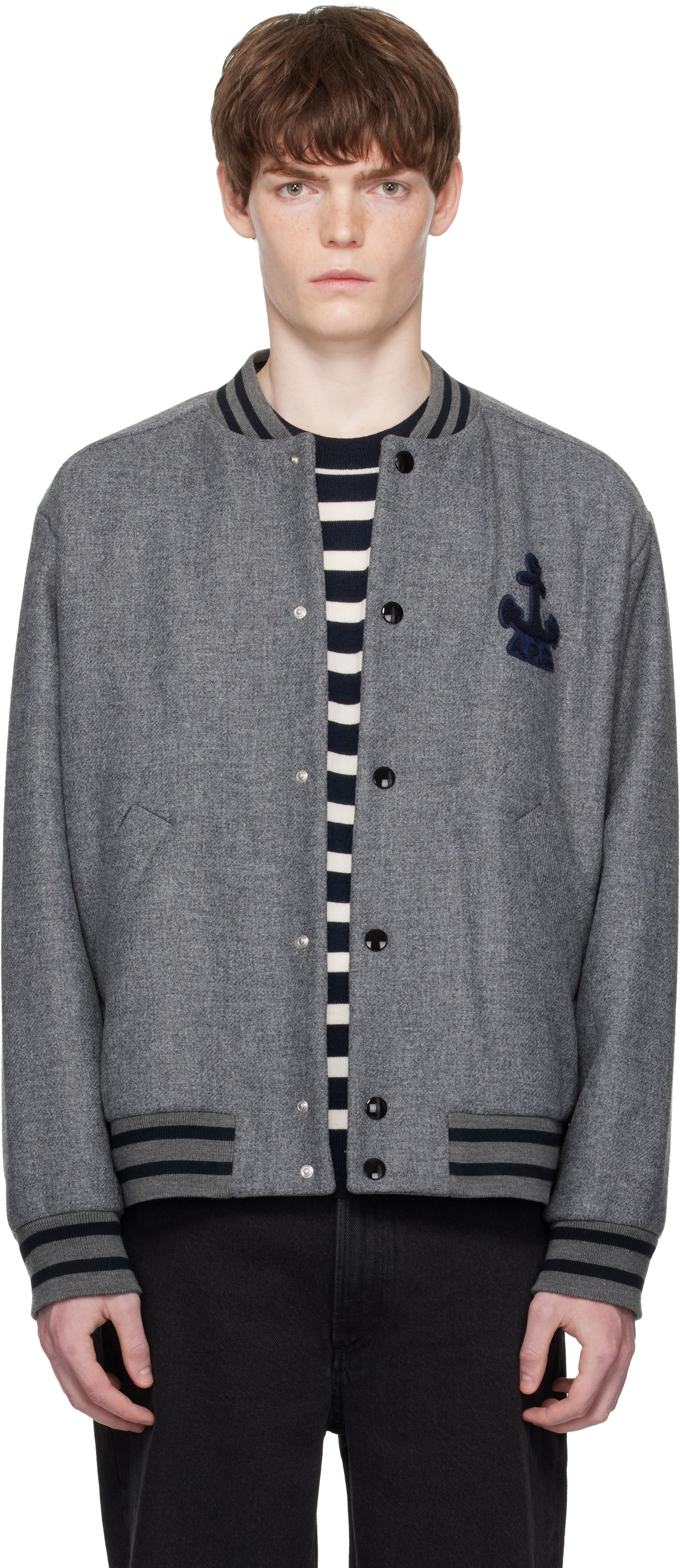 Яке бомбър A.P.C. A.P.C. Micka Wool Bomber Jacket Сиво | WVBEB-M32010, 0
