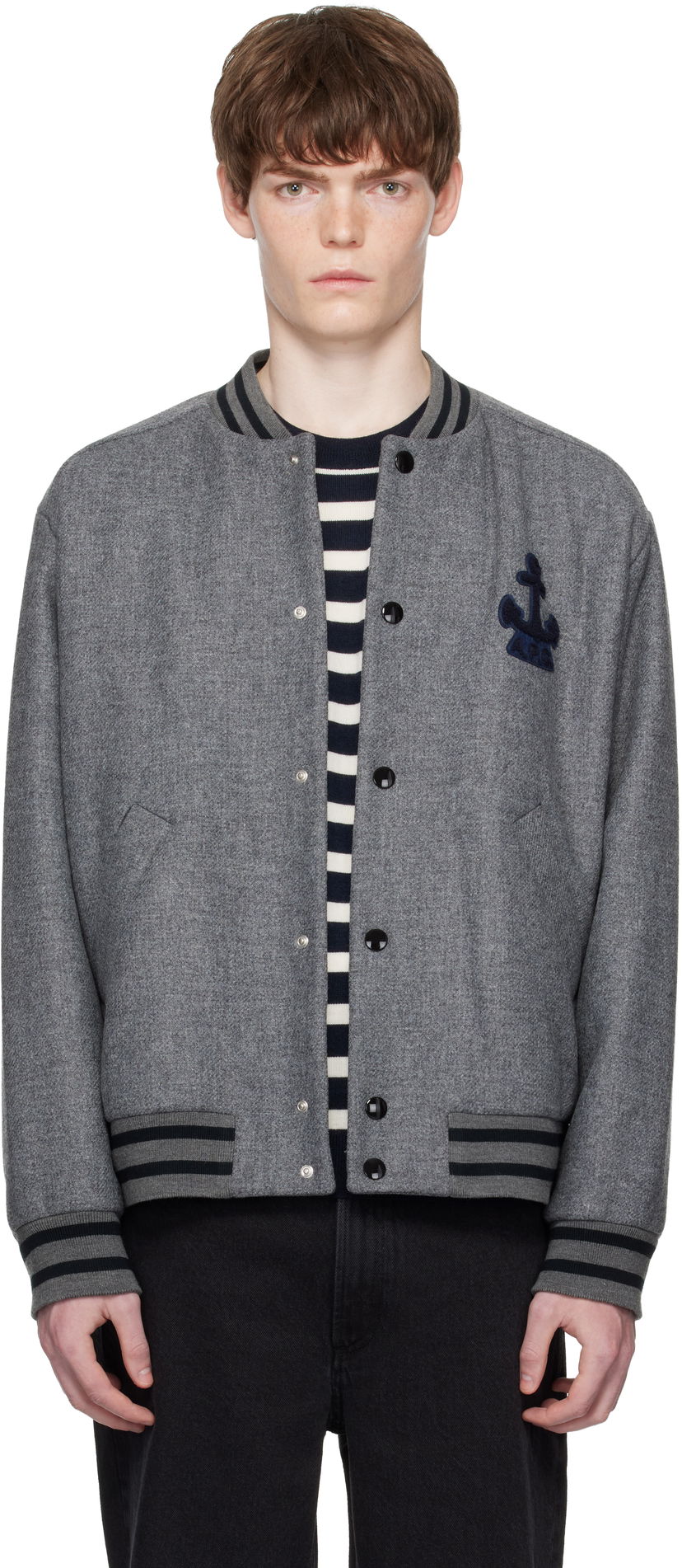 Яке бомбър A.P.C. A.P.C. Micka Wool Bomber Jacket Сиво | WVBEB-M32010
