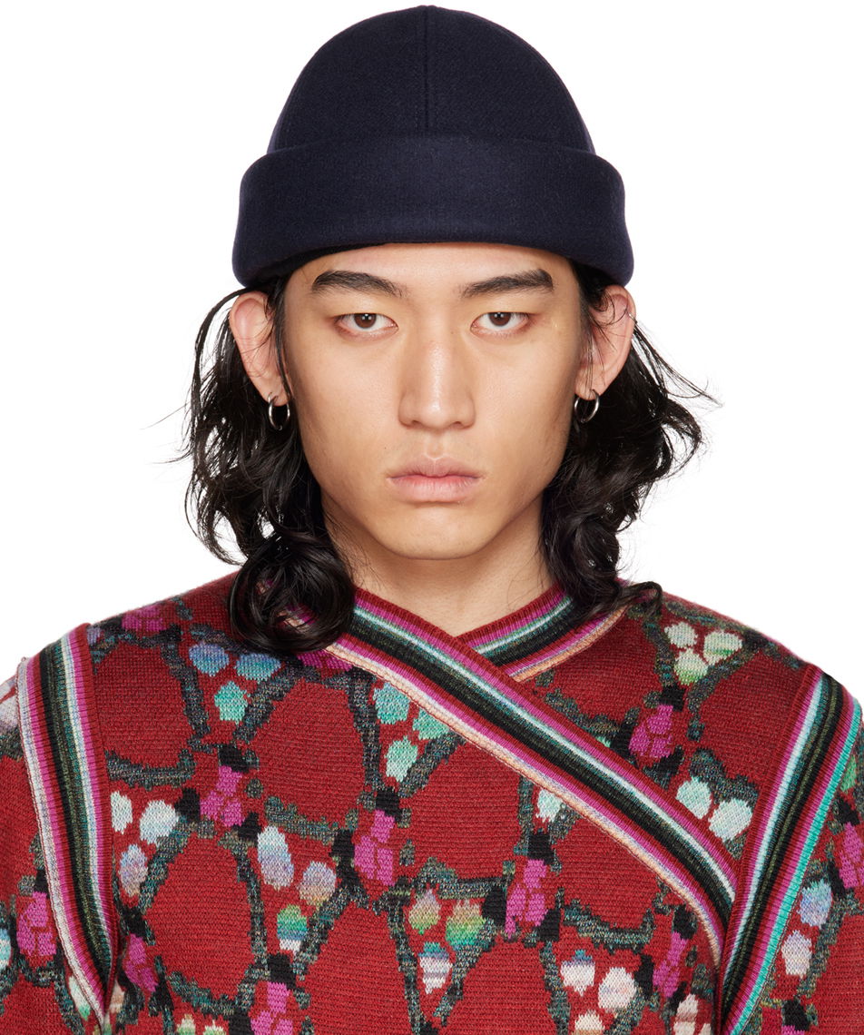 Шапка Jil Sander Jil Sander Rolled Brim Beanie Тъмно синьо | J47TC0003_J40010, 0