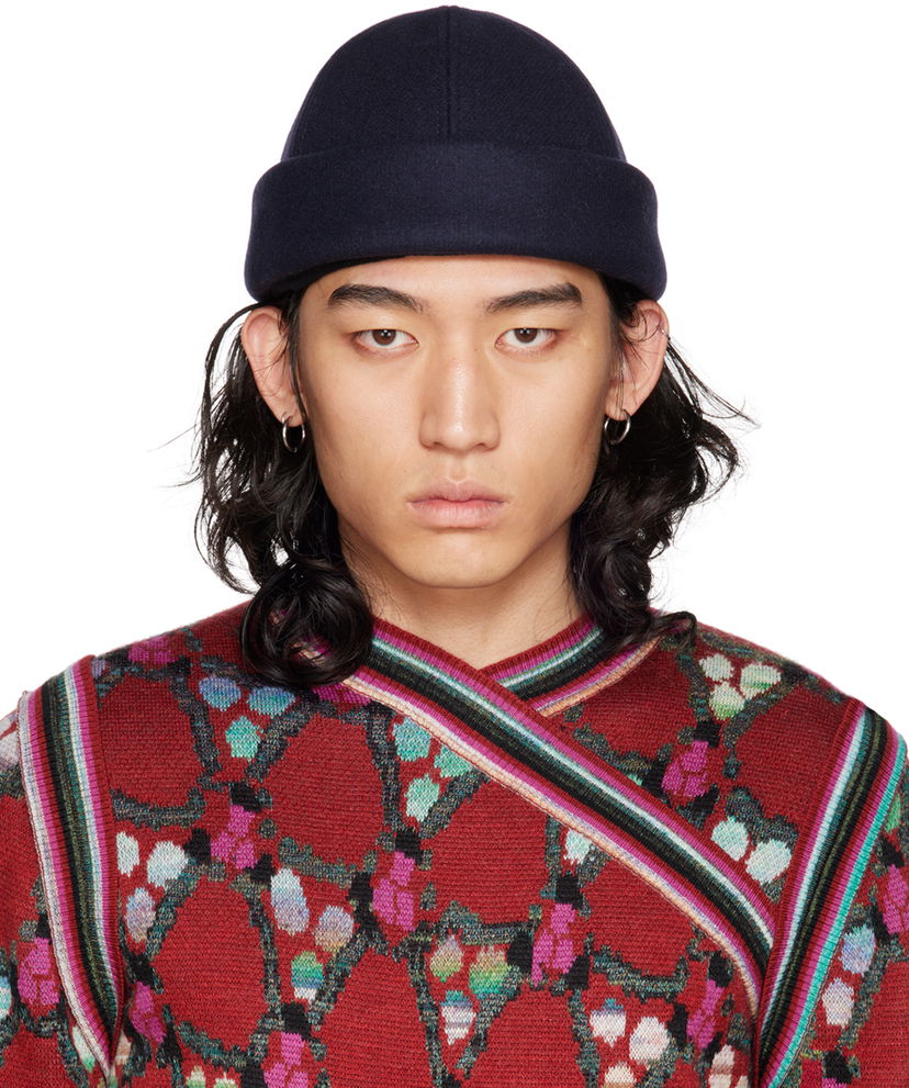 Шапка Jil Sander Jil Sander Rolled Brim Beanie Тъмно синьо | J47TC0003_J40010