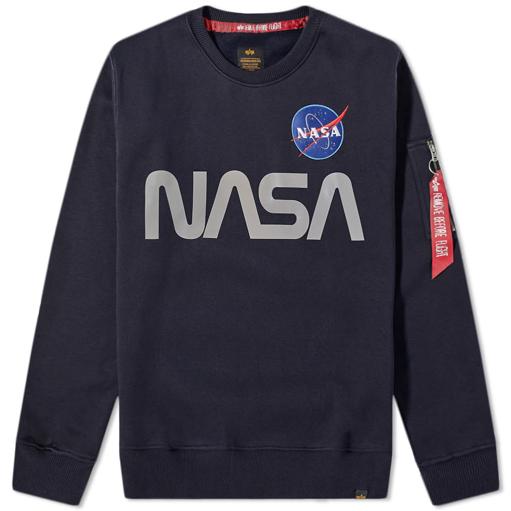 Суитчър Alpha Industries NASA Reflective Crew Sweat Тъмно синьо | 178309-07, 0