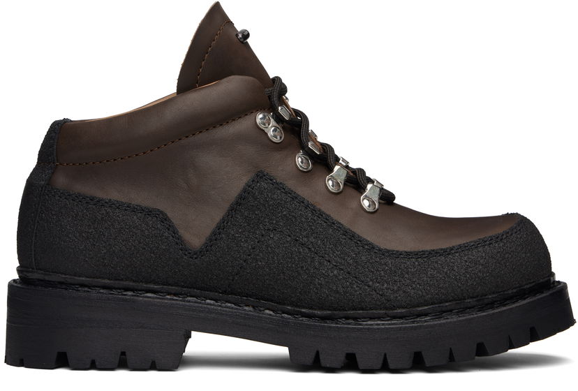 Кецове и обувки OUR LEGACY Quest Textured-Panel Lace-Up Boots Кафяво | A4257QM