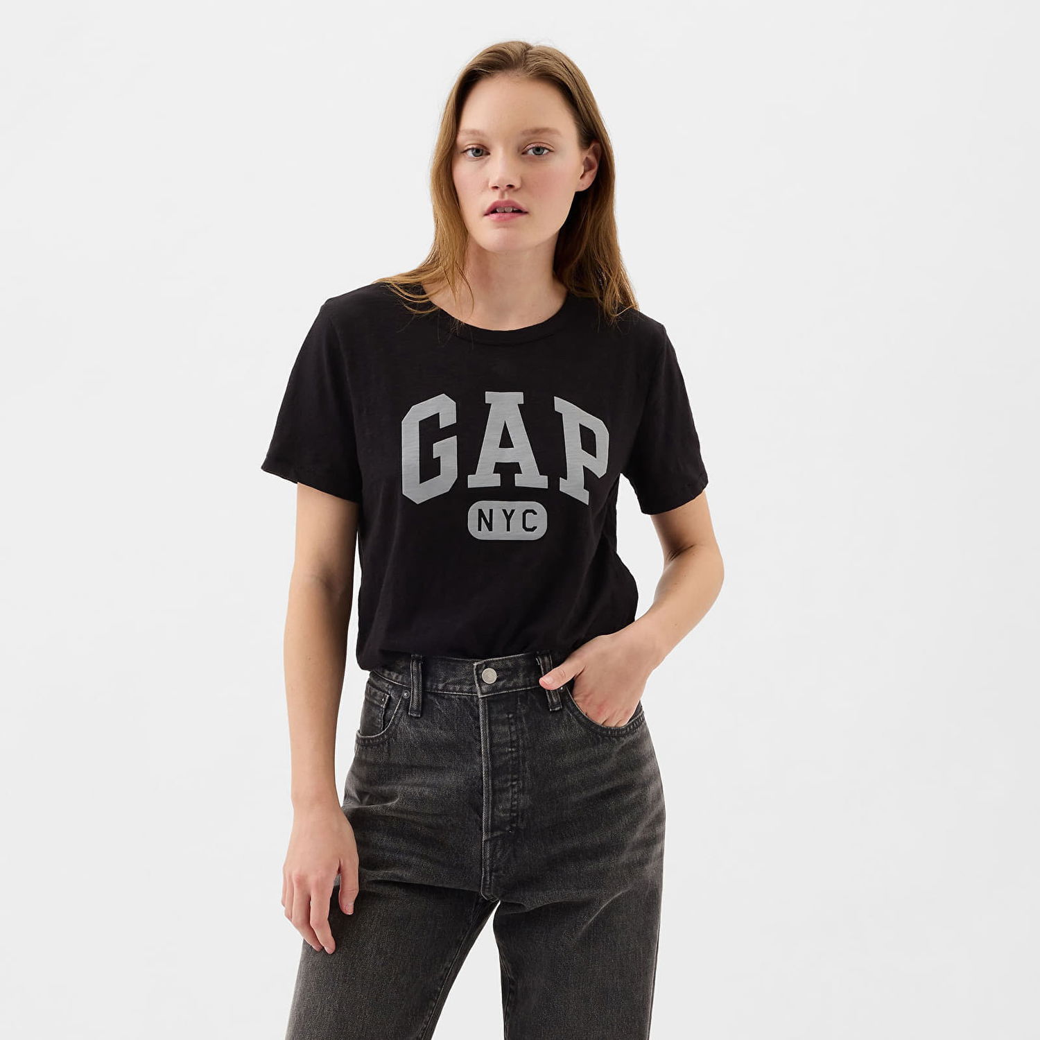 Тениска GAP Logo Slub Tee Black Черно | 871344-05, 0