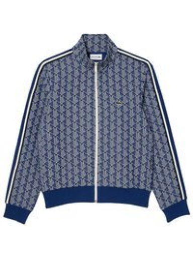 Суитчър Lacoste Paris Jacquard Monogram Zipped Sweatshirt Тъмно синьо | SH1368-00-QIE