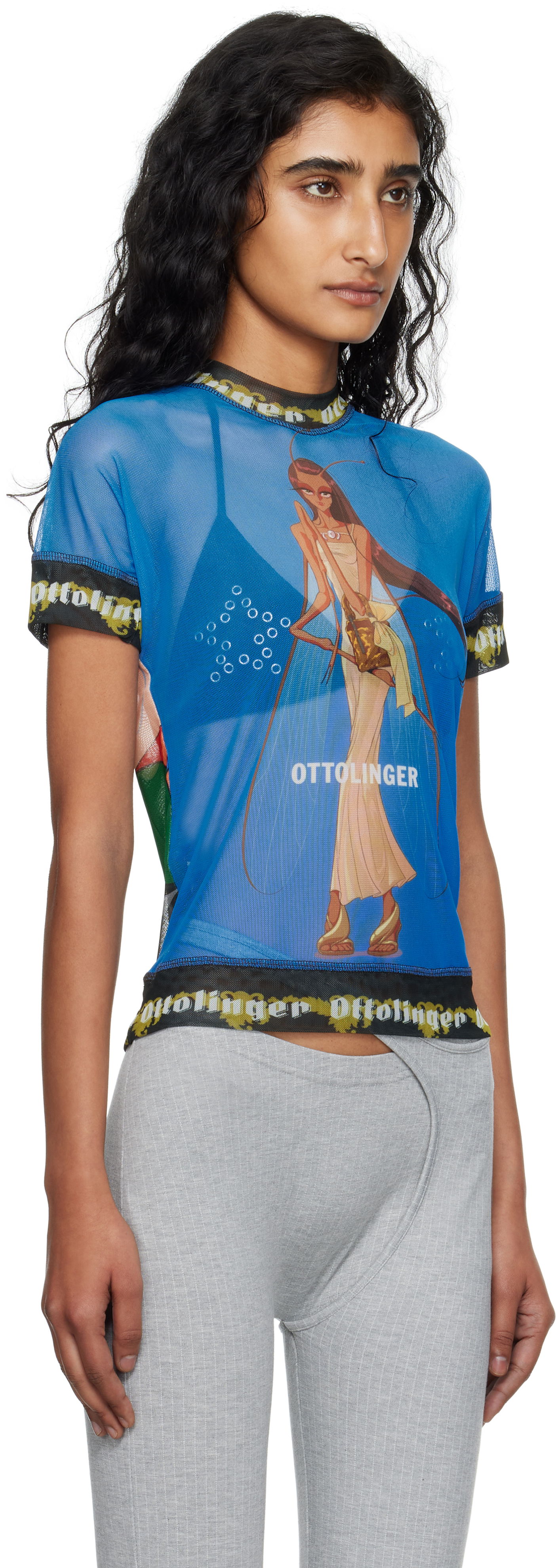 Тениска Ottolinger Ottolinger Oversized Mesh Graphic T-Shirt Синьо | 101-100501-02, 1