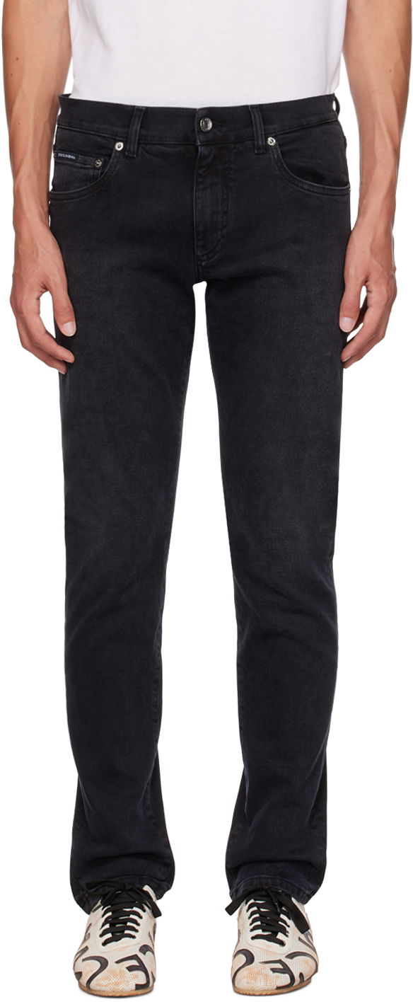 Дънки Dolce & Gabbana Black Slim-Fit Jeans Черно | GY07CDG8HW4