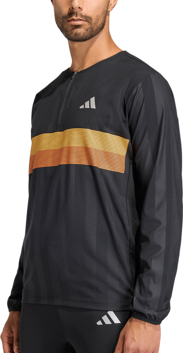 Суитчър adidas Originals adi365 Seasonal Striped Quarter-Zip Running Top Черно | jz2221, 0