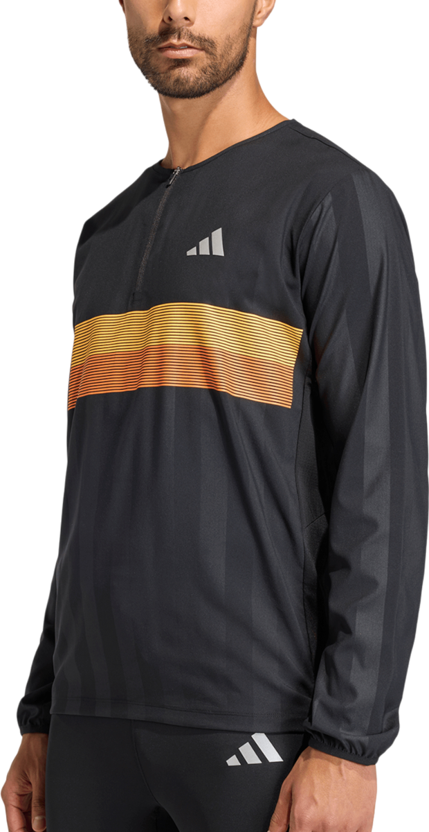 Суитчър adidas Originals adi365 Seasonal Striped Quarter-Zip Running Top Черно | jz2221