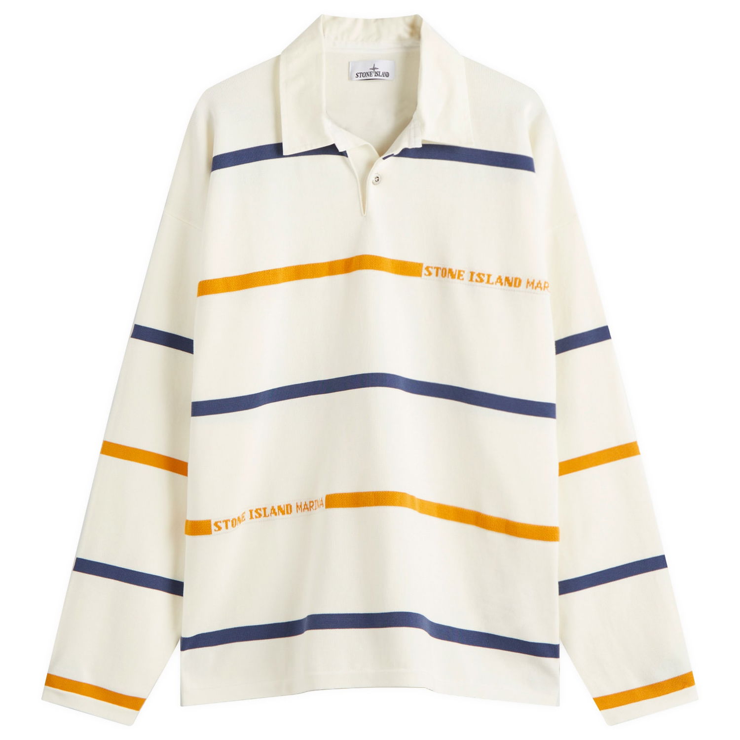 Поло тениска Stone Island Marina Striped Rugby Knit, Size Large Бяло | K1S155100035-V0093, 1