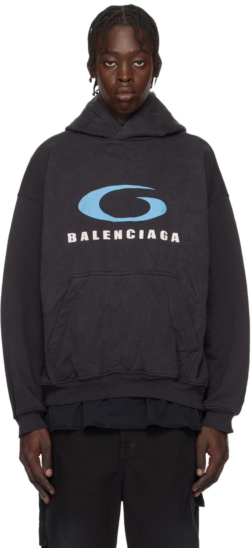 Суитчър Balenciaga Sports Icon Medium Fit Hoodie Черно | 767877TRVC33521