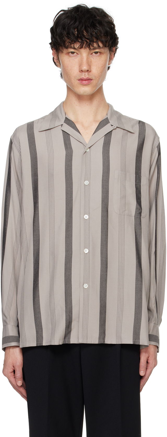 Striped Open Collar Shirt