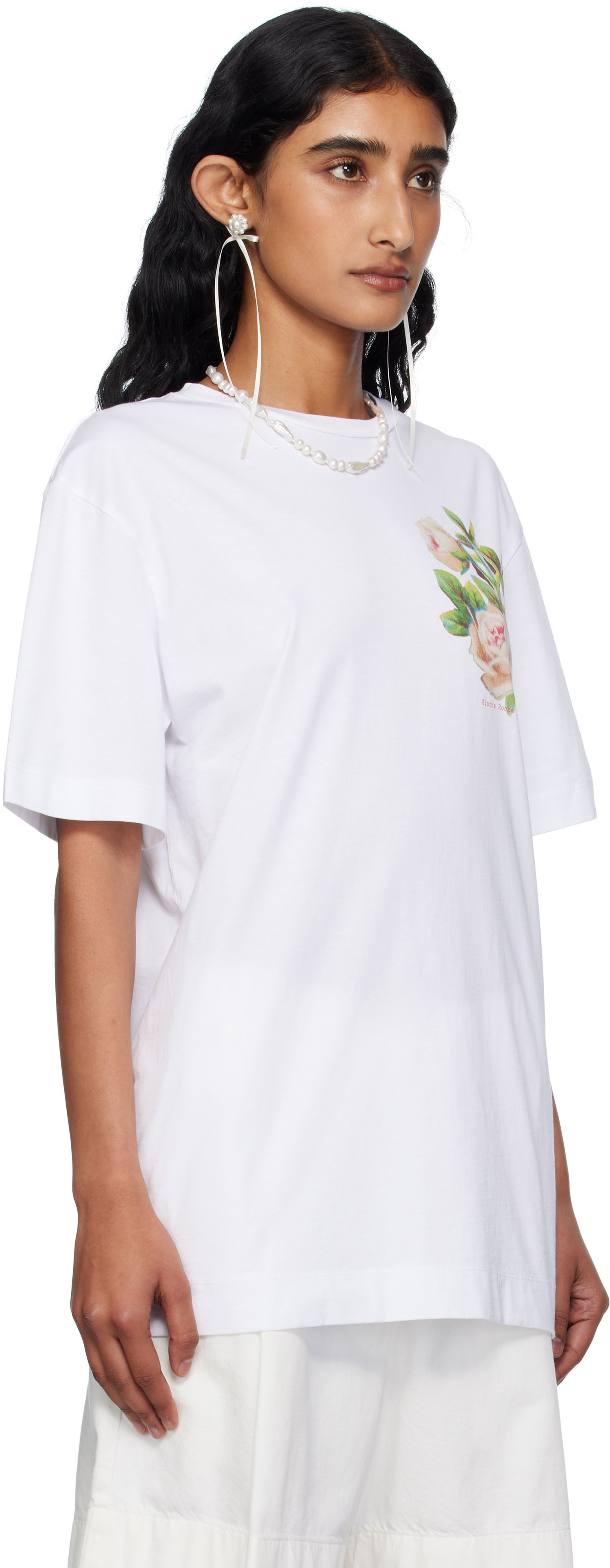 Тениска Simone Rocha Simone Rocha Rose Bouquet Graphic T-Shirt Бяло | 5195P53-W 0569, 1