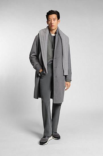 Палта BOSS Relaxed-fit melange wool blend coat Сиво | 50551093, 1