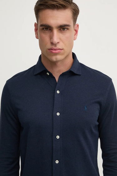 Риза Polo by Ralph Lauren Slim Fit Cotton Shirt with Classic Collar Тъмно синьо | 710958122, 4