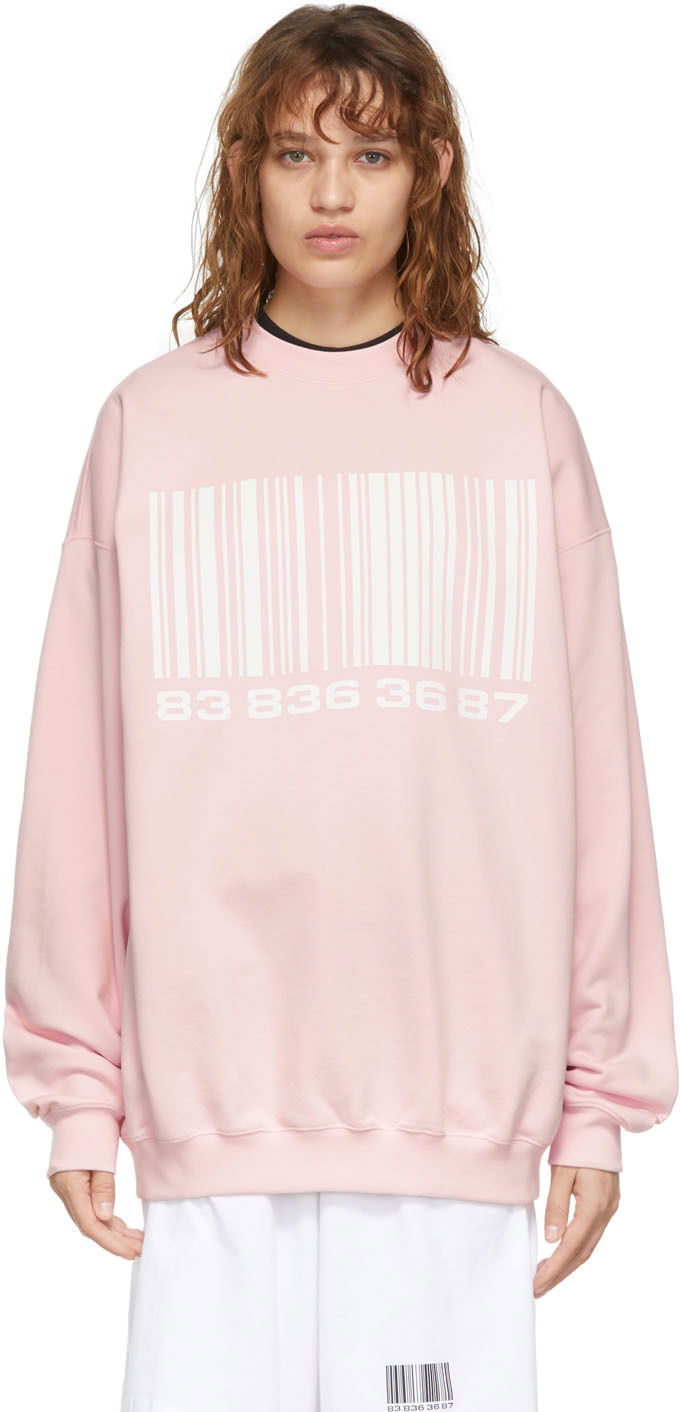 Суитчър VETEMENTS VTMNTS Big Barcode Sweatshirt Розово | VL12TR100P, 0