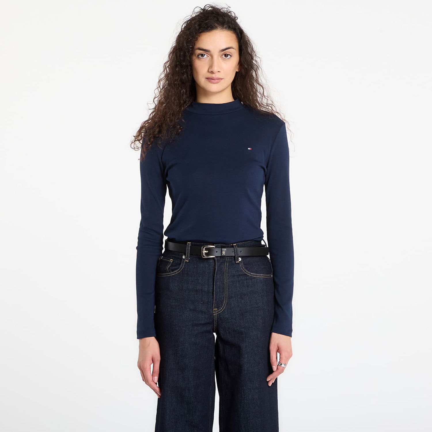 Тениска Tommy Hilfiger T-shirt Slim Cody Mock-Neck Ls Тъмно синьо | WW0WW47307 C1G, 0