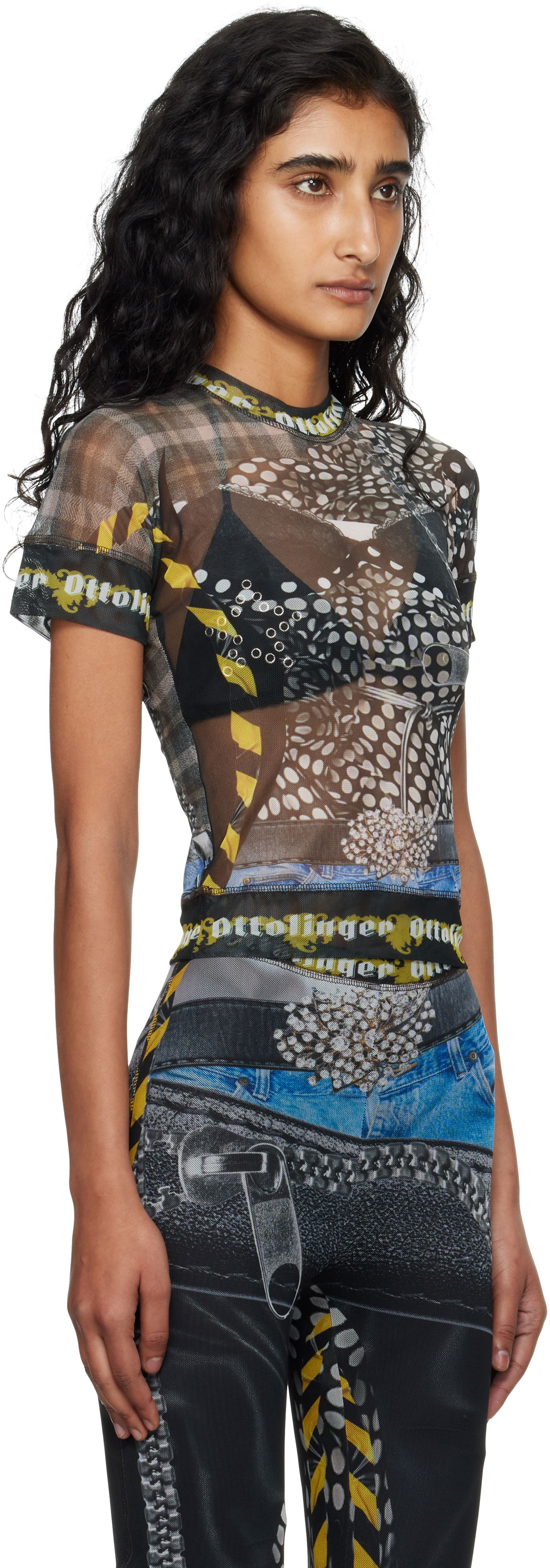 Тениска Ottolinger Ottolinger Mesh Print T-Shirt Черно | 101-100401-04, 1