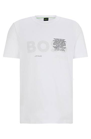 Тениска BOSS Regular-Fit T-Shirt with Signature Artwork Бяло | 50519355, 0