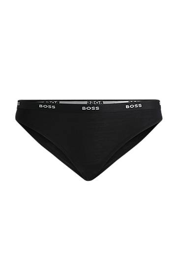 гащички BOSS BOSS Low-Rise Thong with Logo Waistband Черно | 50502752