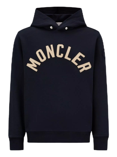 Суитчър Moncler Curved Logo Plush Cotton Hoodie Тъмно синьо | H20918G00050809KR778