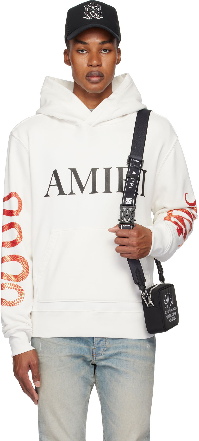 Суитчър AMIRI 'Snake' Print Hoodie Бяло | AMJYHD1099