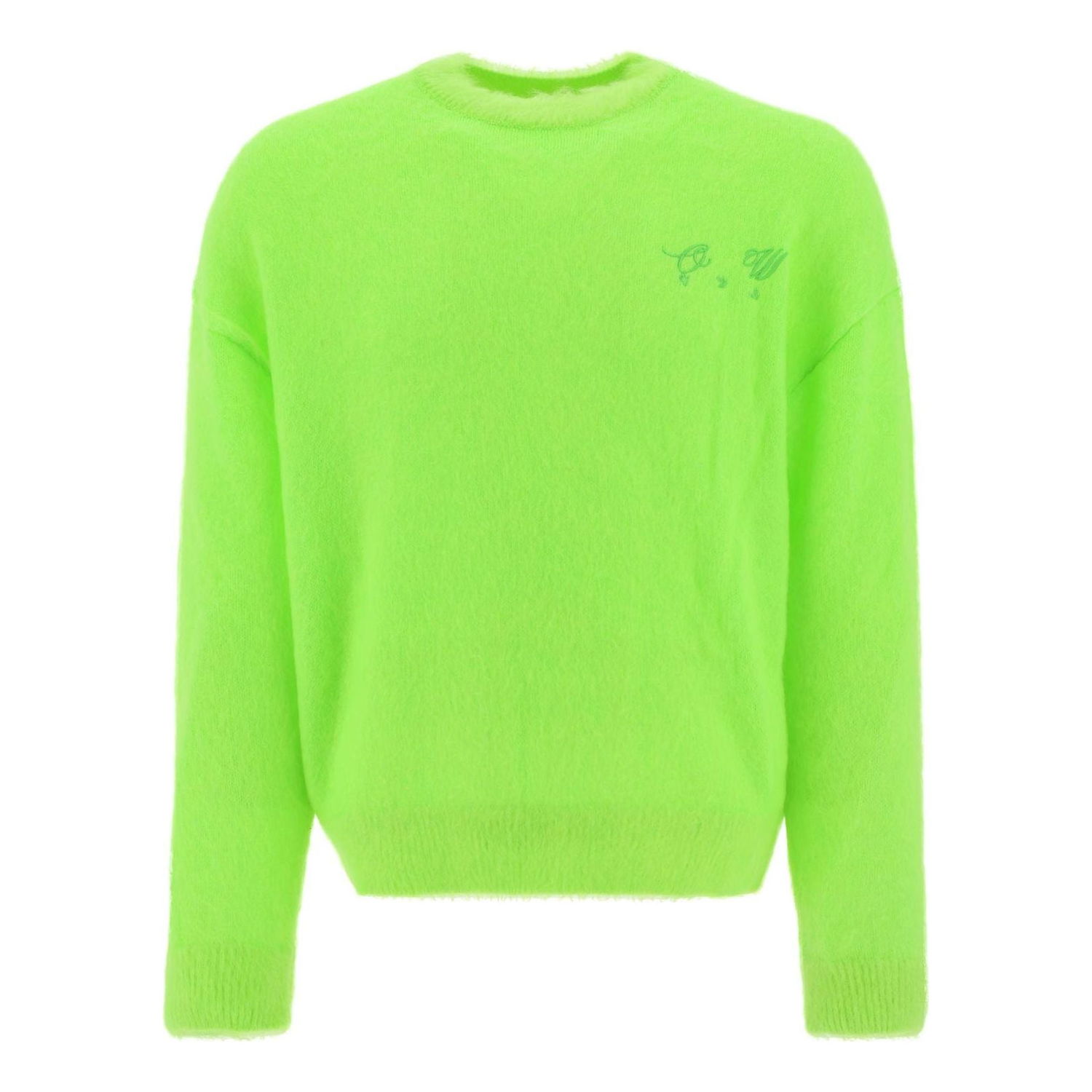 Пуловер Off-White Off-White Embroidered Logo Jumper Зелено | OMHE137F22KNI0017070, 0