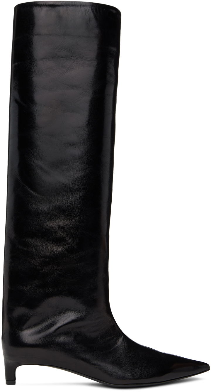 Кецове и обувки Jil Sander Black Pointed Toe Tall Boots Черно | J15WW0009_P2958