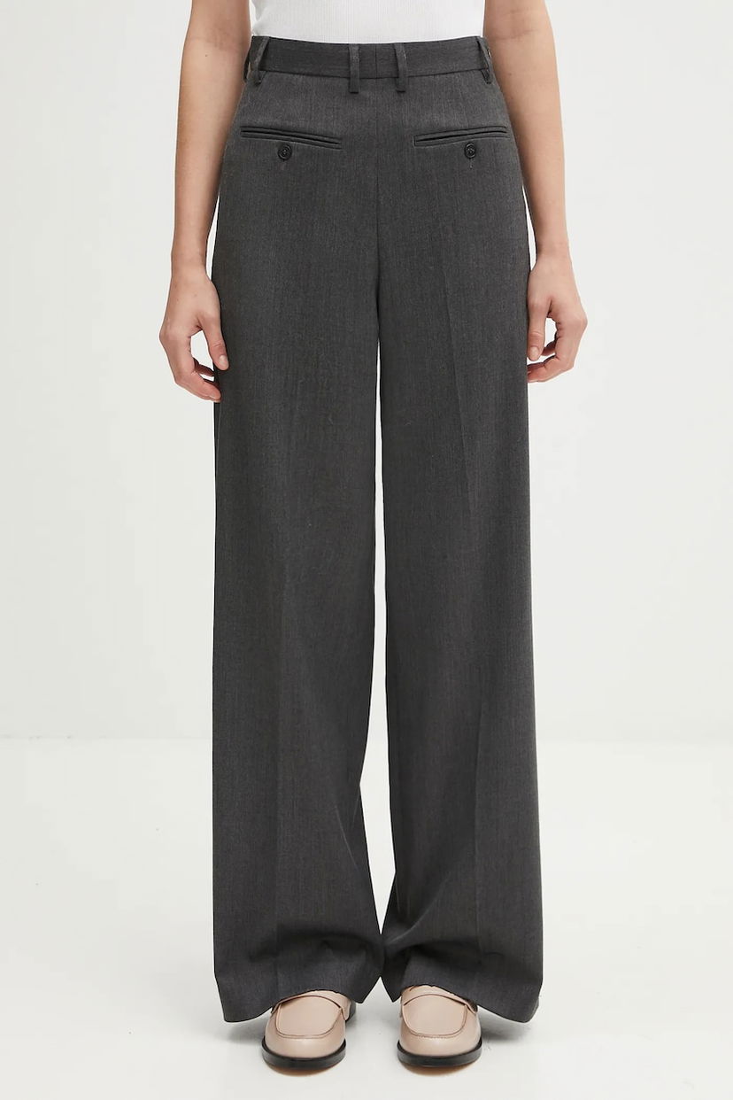 Панталони Maison Margiela MM6 Maison Margiela High Waist Wide-Leg Wool Pants Сиво | S52KA0538.S47848.860M