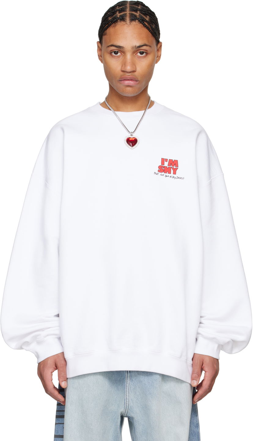 Суитчър VETEMENTS 'I'm Shy' Oversized Sweatshirt Бяло | UA66CW620W