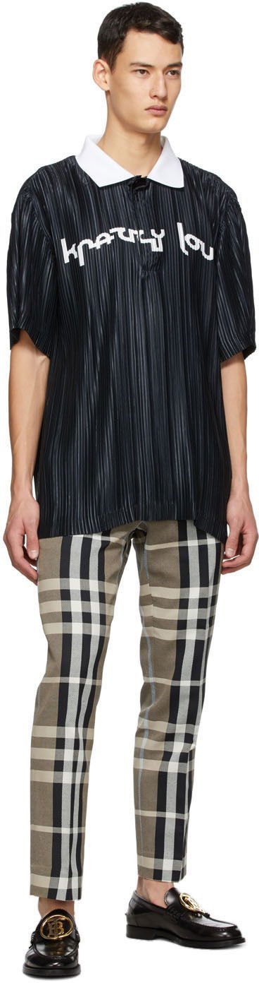 Поло тениска Burberry Burberry 'Crazy Love' Pleated Polo Черно | 4565874, 3