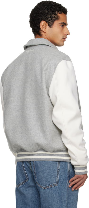 Яке бомбър Balmain Wool Varsity Bomber Jacket Сиво | FH0TFA71MH95, 2