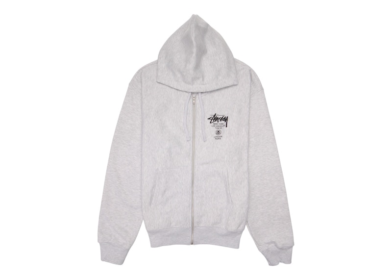 Суитчър Stüssy Stussy World Tour Zip Hoodie Сиво | 3973713-ASHH
