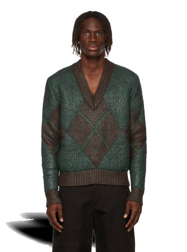 Пуловер Bottega Veneta Coated Argyle Sweater Зелено | 665929 V15R0