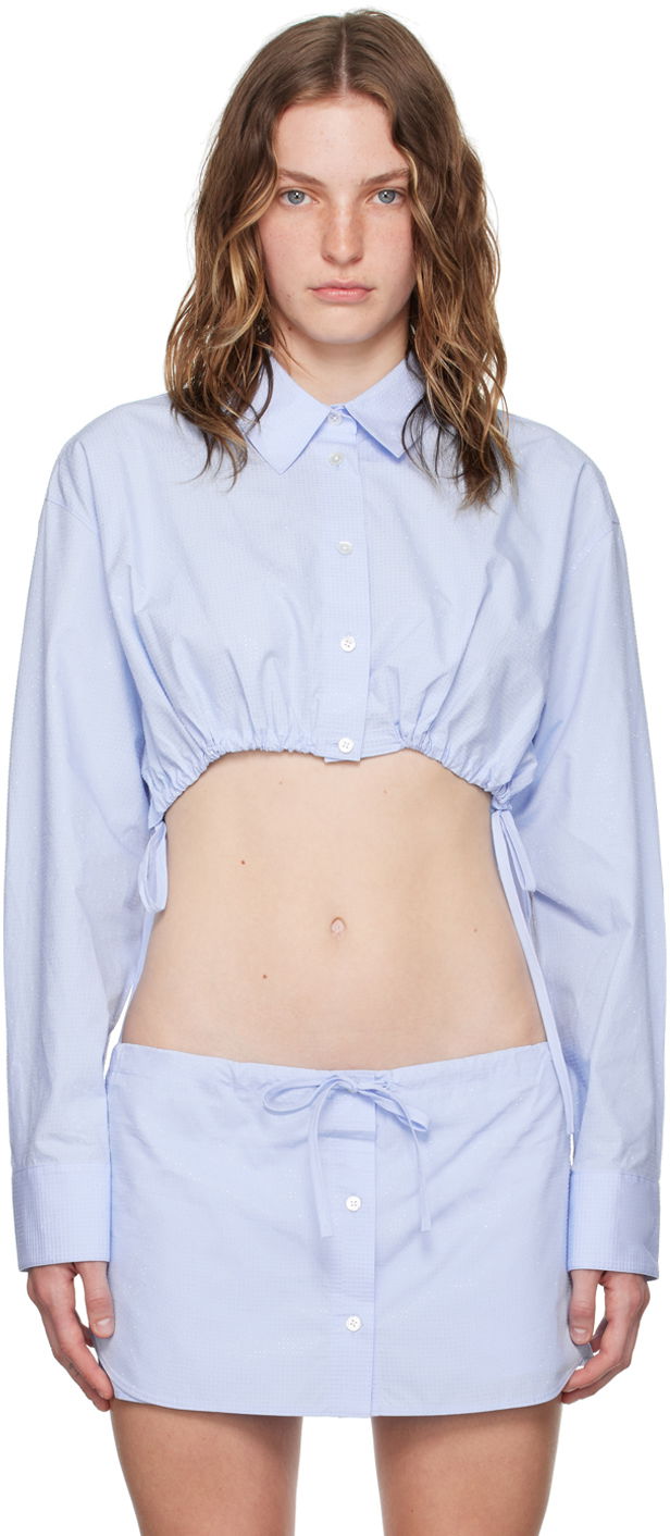 Blue Cropped Drawstring Shirt