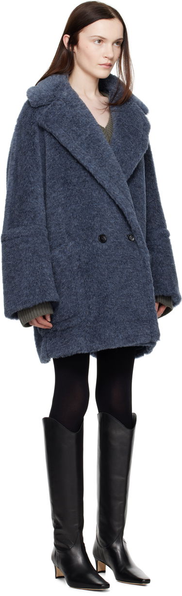 Палта Max Mara Double-Breasted Faux Fur Coat Синьо | 2421016142600 MM10506, 1