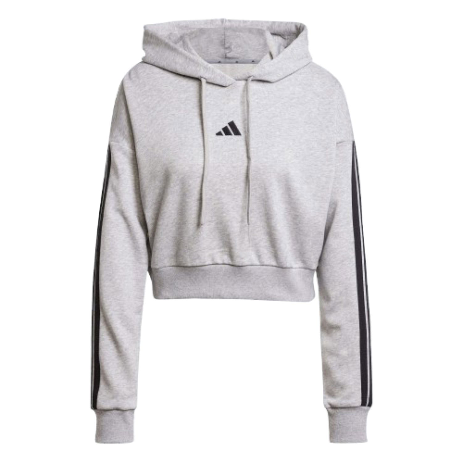 Суитчър adidas Originals Essentials 3-Stripes French Terry Crop Hoodie Сиво | JE0019, 0