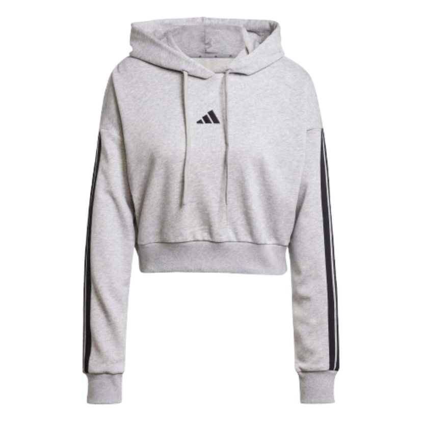 Суитчър adidas Originals Essentials 3-Stripes French Terry Crop Hoodie Сиво | JE0019