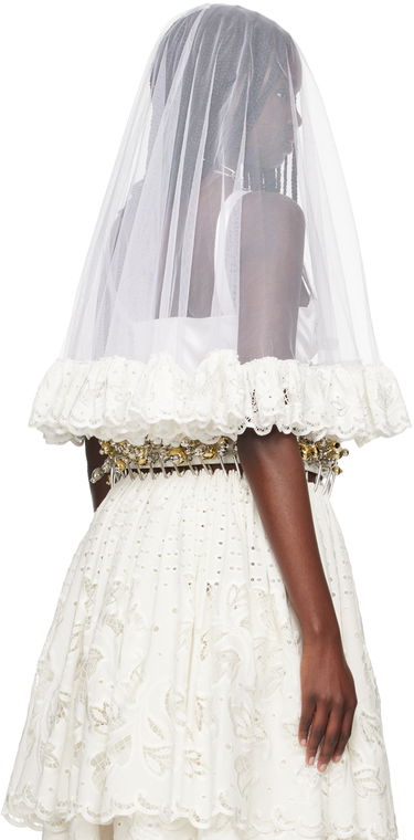 Pокля Chopova Lowena Chopova Lowena Lace-Trimmed Tulle Veil Бяло | 6343W, 2