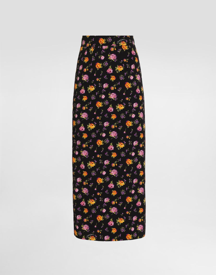 Пола Dolce & Gabbana Small Rose Bouquets-print Straight Charmeuse Skirt Многоцветен | F4DCBTFSA8DHN5XR