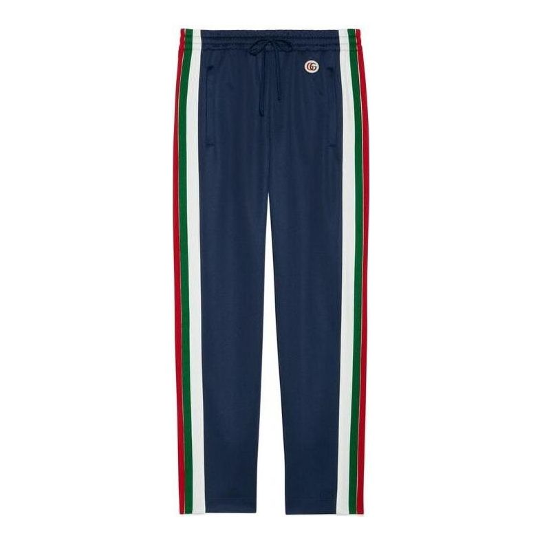 Спортни панталони Gucci Knitted Sweatpants With Logo Синьо | 666495-XJDP4-4206