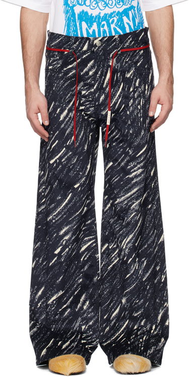 Панталони Marni Marni Flocked Denim Flared Jeans Тъмно синьо | PUJU0019A0 UTC432, 0