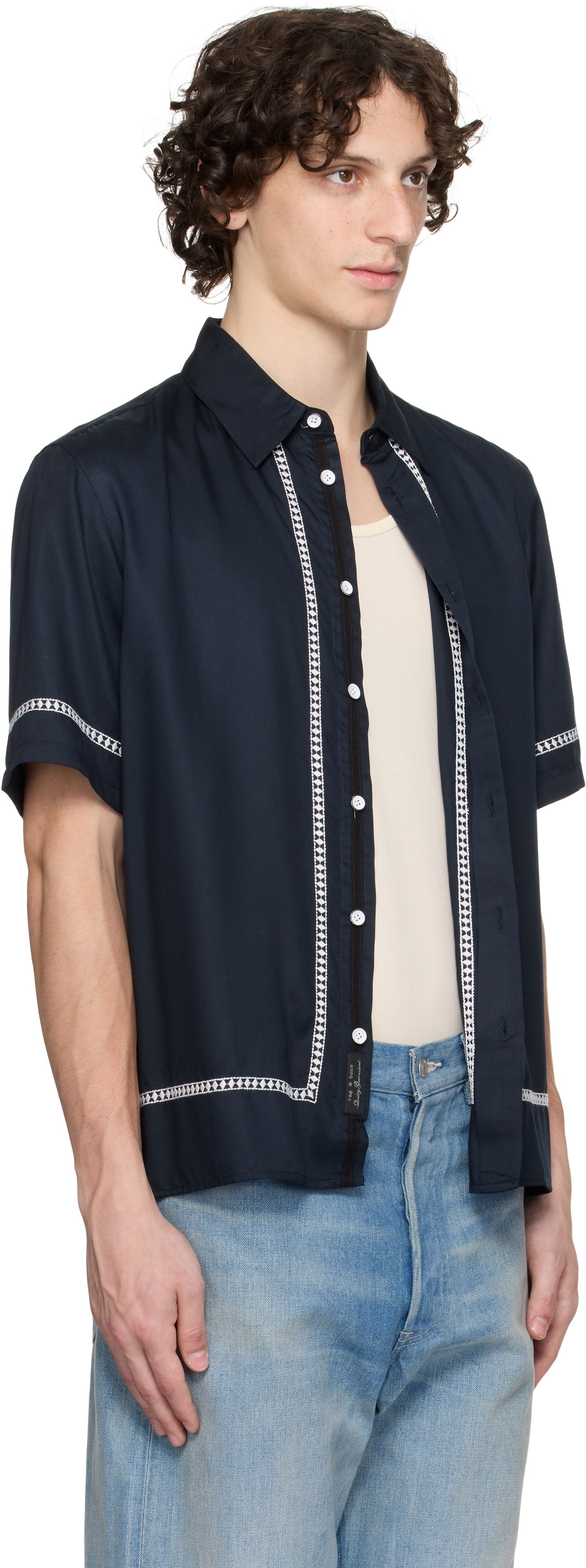 Риза rag & bone rag & bone Dalton Embroidered Shirt Тъмно синьо | MBW25PA027SVML, 1