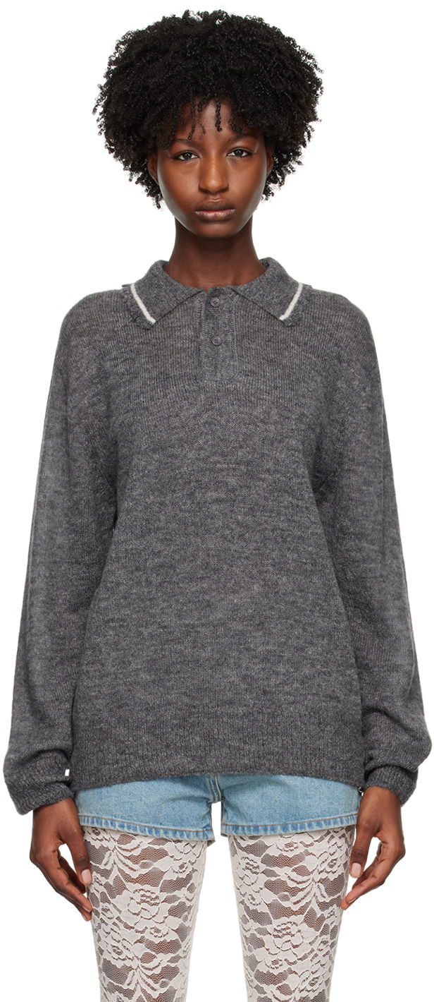 Пуловер We11done Frayed Polo Sweater Сиво | WD-KT1-23-665-U-GY, 0