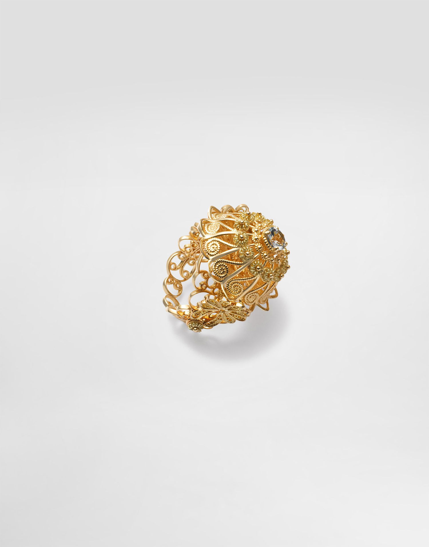 Пръстен Dolce & Gabbana Dolce & Gabbana Filigree Ring with Aquamarine, Size 48 Жълто | WRJP1GWAQ01ZOO00, 0