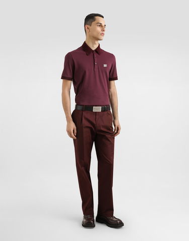 Поло тениска Dolce & Gabbana Dolce & Gabbana Cotton Polo Shirt with Logo Tag Бургунди | G8SN1TFU7ENF0130, 1