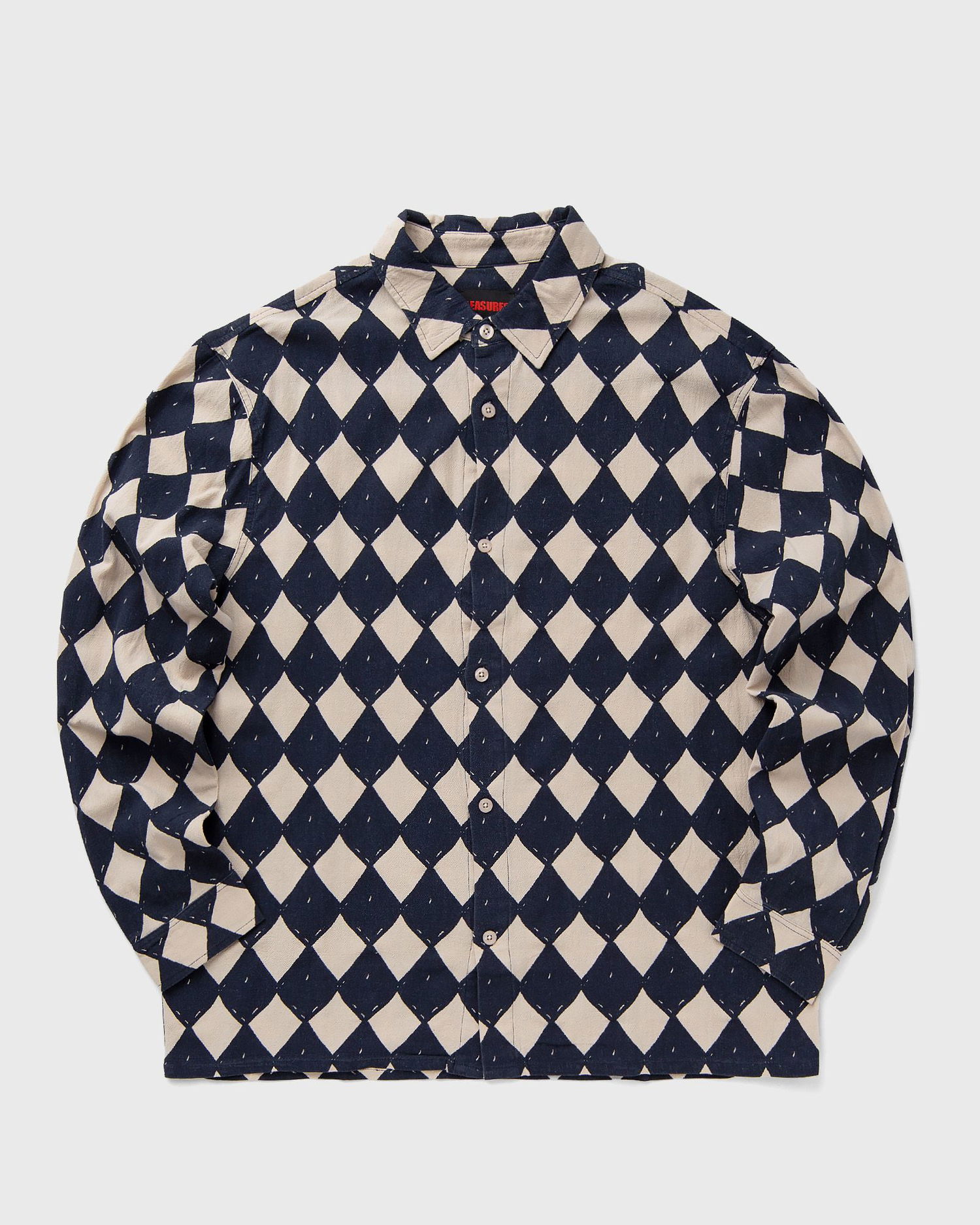 Риза Pleasures Pleasures Diamond Button-Down Long-Sleeve Shirt, XL Синьо | P24W012-NAVY, 0