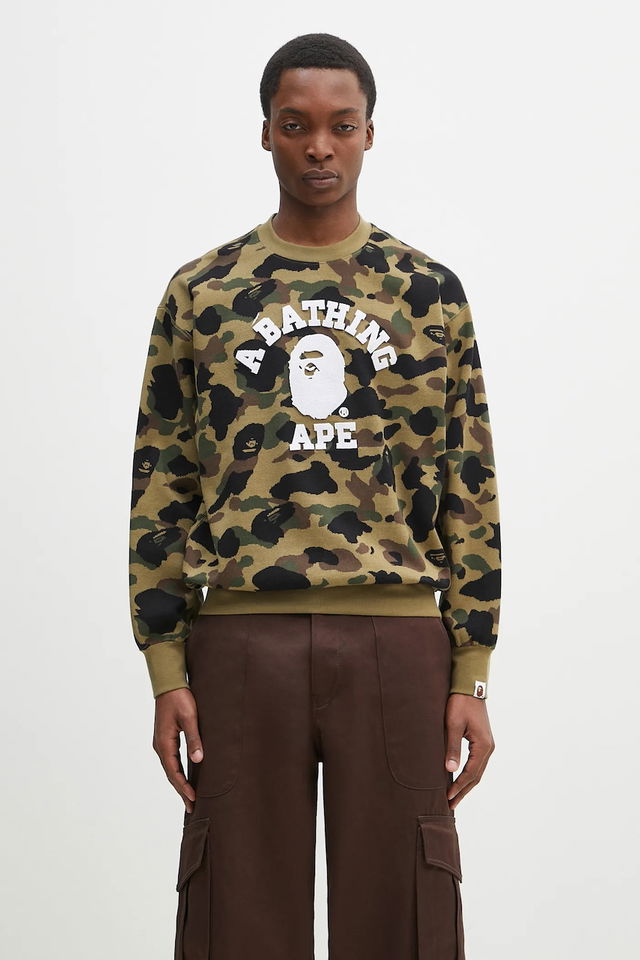 A Bathing Ape 1St Camo Jacquard College Patterned Sweatshirt
