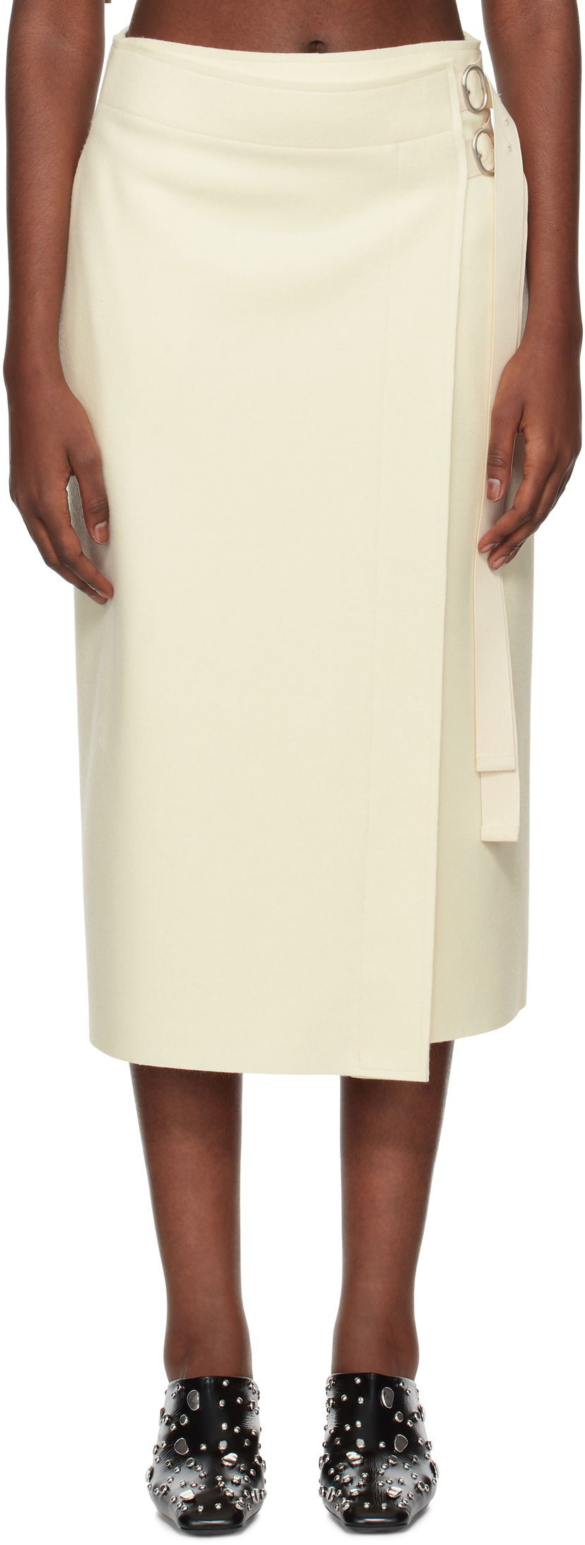 Пола Jil Sander Double Face Compact Midi Skirt Бяло | J40MA0157_J20212