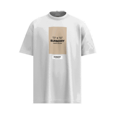 Тениска Burberry Label Appliqué Cotton Oversized T-Shirt Сиво | 8057529, 0